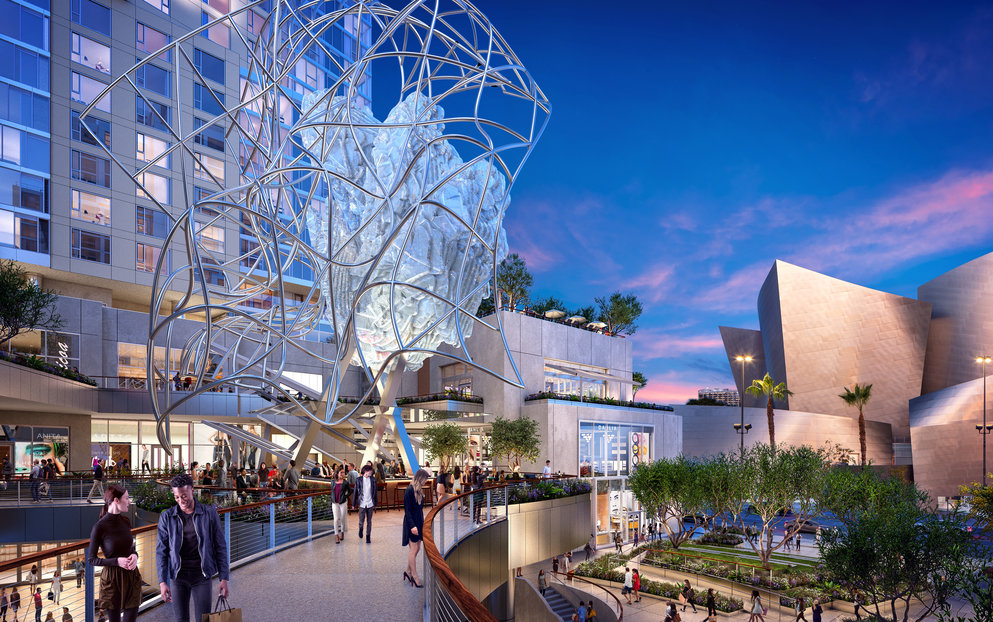 The Grand Courtyard at Twilight with Frank Gehry Sculpture ( Courtesy of Related - CORE) .jpg